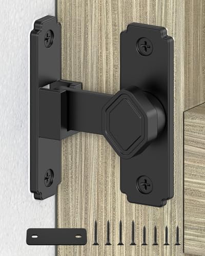90 Degree Barn Door Lock, Rustproof Sliding Gate Latch, Black 1Pc - color: Black-1PC