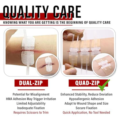 EVERLIT Wound Closure Kit | Surgical Zip-Stitch Devices for Cut & Laceration | Sterile, Suture-Free, Stitch-Less Adhesive Butterfly Bandages for Emergency First Aid Wound Care (6 Zip Complete Kit) - size: 6 Zip Complete Kit