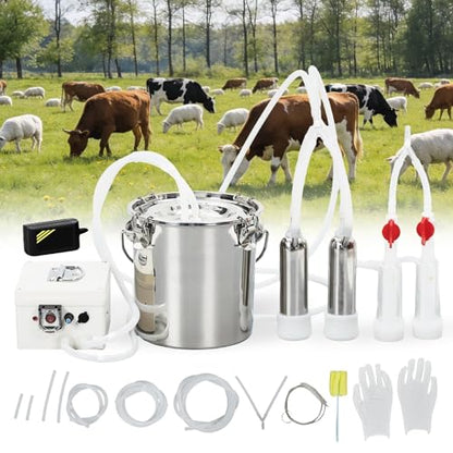 Goat Milking Machine, 12L, 304 Steel, Rechargeable, Silver - size: 12L