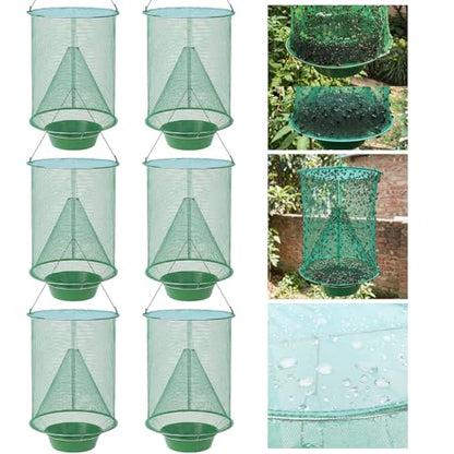 6 Pack Spotted Lanternfly Fly Traps Waterproof Ranch Fly Traps Bags Outdoor Hanging Reusable Flies Catcher with Bait Tray Effective Way to Catch Lantern Flies and Nymphs for Family Farm Garden Barn