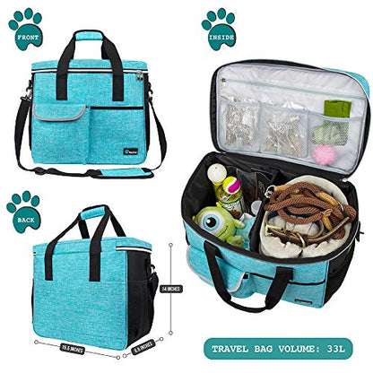 PetAmi Dog Travel Bag Organizer, Pet Supplies Diaper Tote, Teal Blue Large - color: Sea Blue, size: Large - 15.5"L x 9.5"W x 14.0"H