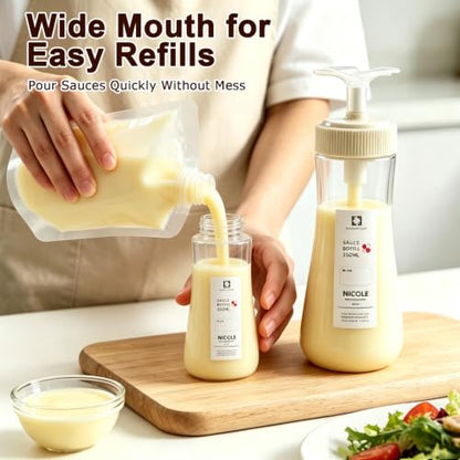 Condensed Milk Container, 12oz/350ml Condensed Milk Dispenser with Lid, Plastic Squeeze Bottle for Coffee, Honey, Ketchup, Salad Dressing, Mustard