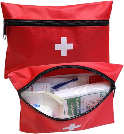 QCWN 12 Pack Empty First Aid Bag Mini Medical Kit Pouch Small Travel Emergency Survival Storage Bags for Car Home Hiking Camping Waterproof Red - size: 12 Pack