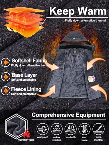 QPNGRP Mens Waterproof Ski Snowboard Jacket Winter Windproof Snow Coat - color: Charcoal Gray, size: Small