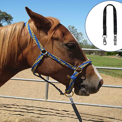 Rosemarie Trailer Cross Tie, Horse Haulage Adjustable Nylon Straps Leads with Panic Snap Fixed Eye Equestrian Equipment - color: Black