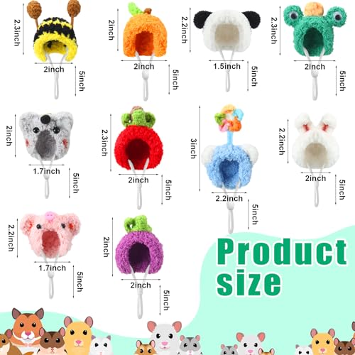 Kajaia 10 Pcs Hamster Hat Small Animals Cute Tiny Hat Mini Hand Knitted Hats for Snakes Pets Bearded Dragon Guinea Pig Bunny Costume Accessories Easter Holiday Parties (Novel Style) - style: Novel Style