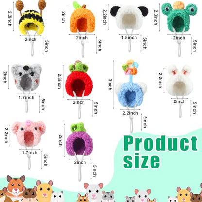 Kajaia 10 Pcs Hamster Hat Small Animals Cute Tiny Hat Mini Hand Knitted Hats for Snakes Pets Bearded Dragon Guinea Pig Bunny Costume Accessories Easter Holiday Parties (Novel Style) - style: Novel Style