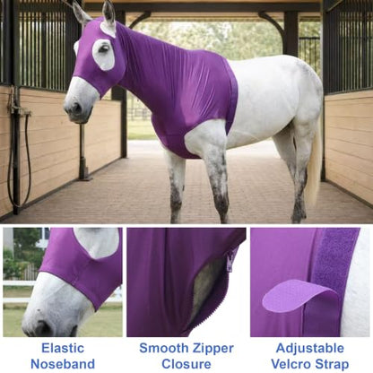 Horse Slinky Hood with Zipper, Stretchy Sleazy Hood Purple M - color: Purple, size: Medium