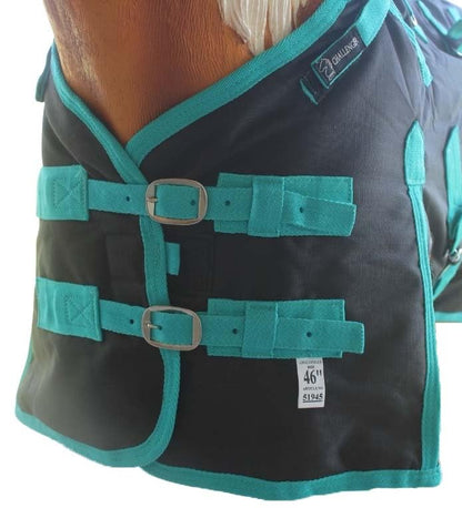 Challenger 1200D Miniature Weanling Donkey Pony Horse Foal Winter Blanket Teal 51945 - color: Black Turquoise Trim, size: 36"