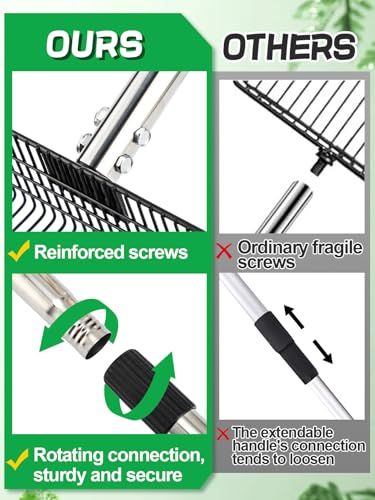 Extra Long Chicken Poop Scooper & Rake - Save-Effort 36''-76'' Long Metal 10'' Wide Scooper & 11 Tooth Rake, Chicken Coop Accessories for Efficient Cleaning
