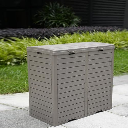 BTEXPERT 62 Gallon Outdoor Garbage Trash Can, Waterproof Resin Double Lid Drip Tray, Outside Trash Bin for Hideaway Patio Waste, Kitchen, Backyard, Deck, Pool Gray - size: 1 Pack