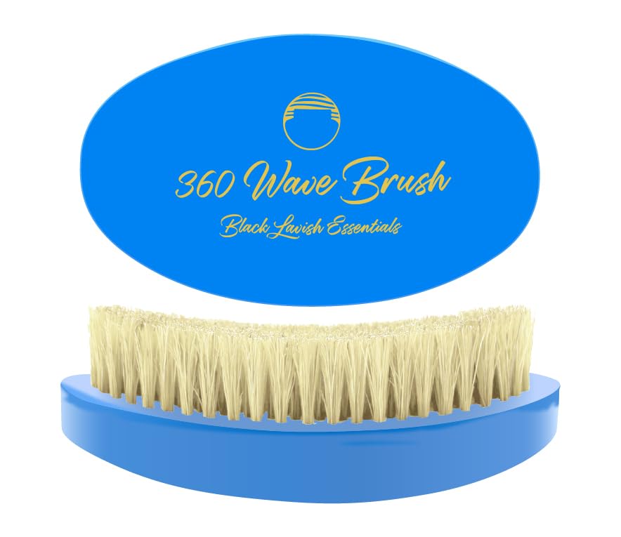 360 Wave Brush, Soft, Build Deeper Waves & Hard Boar Bristle, Curved Design, Black Lavish Essentials Signature (Soft Brush, Sky Blue) - color: Sky Blue, size: Soft Brush