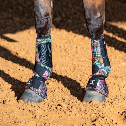 Classic Equine Dyno Turn Bell Boots - color: Neon Flower, size: Medium