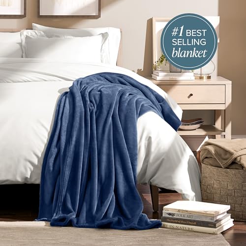Bare Home Fleece Blanket Luxury Microplush (Full/Queen, Dark Blue) - color: 06 - Dark Blue, size: Full/Queen