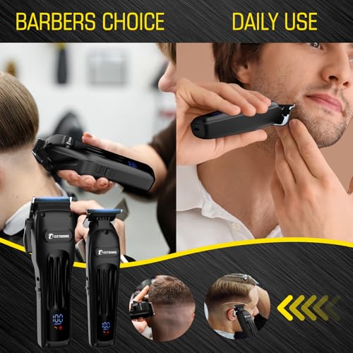 BESTBOMG® Professional Hair Clippers for Men, Clipper & Trimmer Set, Black - color: Black