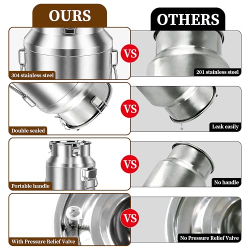 304 Stainless Steel Water Dispenser with Faucet, Thickened Milk Can with Handle, Sealing Ring and Instruction Manual, 20L Stainless Steel Water Jug for Milk, Water, Tea, Juice and Beverage Storage - size: 20L Milk Can