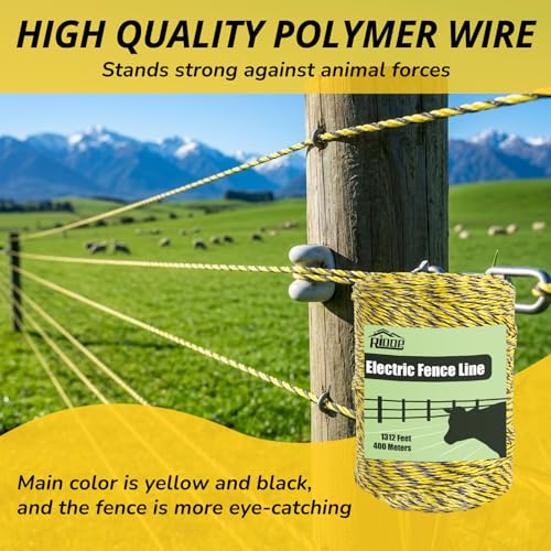 RIOOP Electric Fence Wire Polywire 1312 Feet/400 Meters - size: 1312 Feet/400 Meters
