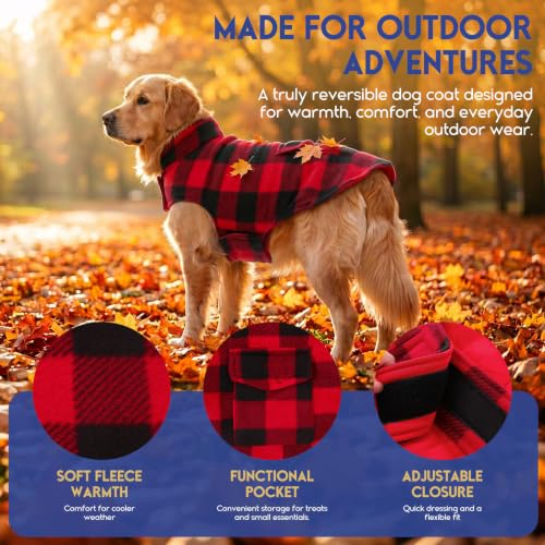 ASENKU Reversible Dog Winter Coat, Dog Jacket for Small Medium Large Dogs - color: Red, size: X-Small