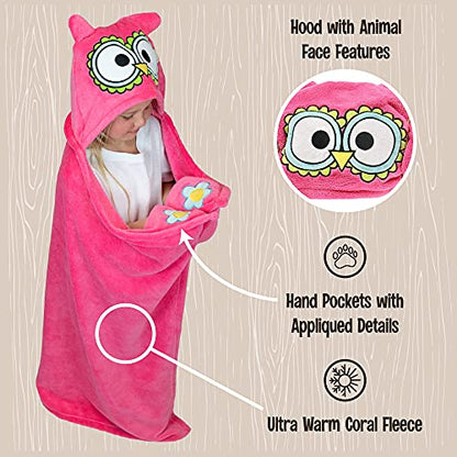 Lazy One Wearable Hooded Blanket for Kids, Animal Hooded Blanket (Owl) - color: Owl Blanket Hooded Blanket