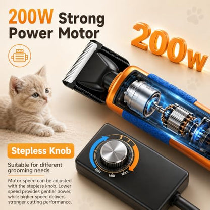 Dog Clippers for Grooming Thick Hair, 200W Sheep Shears, Pet Clipper Kit - size: 10 feet