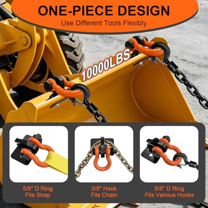 3/8 inch Tractor Bucket Hooks with 5/8 inch D-Ring Shackles