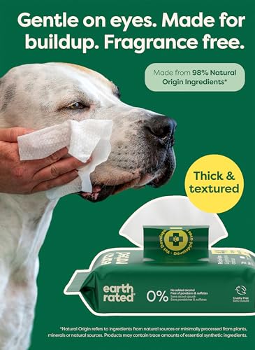 Earth Rated Dog Eye Wipes, Vet Developed, Unscented, Removes Dirt, 70ct - color: Eye Wipes Unscented, size: 70 Grooming Wipes