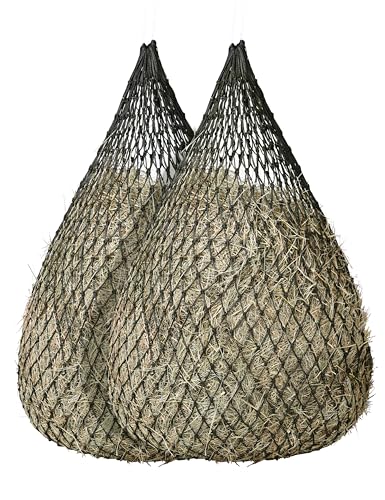 2-Pack 48’’ Length Hay Nets for Horses Slow Feed w/Drawstring Closure Hay Bags for Horses & Livestock-1.75" Black - size: 1.75"