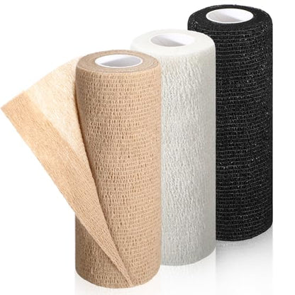 Nuanchu 3 Pcs Self Adhesive Cohesive Wrap Bandage 6inch x 5yard, Multicolor - color: Multicolor