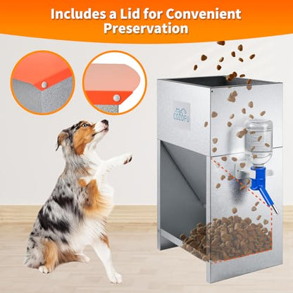 Automatic Gravity Fed Dog Feeder Bowls Pet Food Dispenser 25lbs - color: Deep Orange(Kettle)