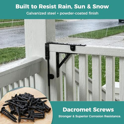 Self-Close Wooden Gate Hardware Kit, Heavy Duty Wood Bracket & Spring Hinge
