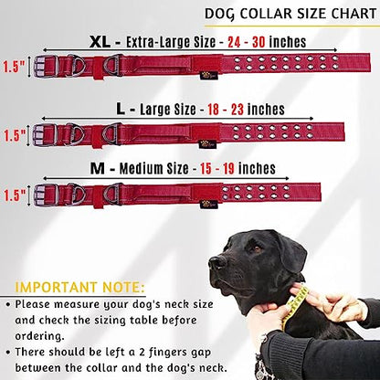 ADITYNA Heavy Duty Dog Collar for Medium Dogs with Traffic Handle - color: Burgundy, size: Medium: Fit 15-19" Neck