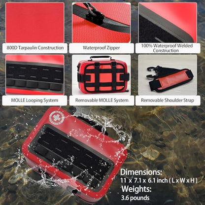 Besst Survivor Waterproof First Aid Kit -Complete Trauma Gear With Labeled Storage, MOLLE System&CPR Kit, Practical Medical Kit For Boating, Marine, Camping, Hurricane, Vehicle And Household Emergency