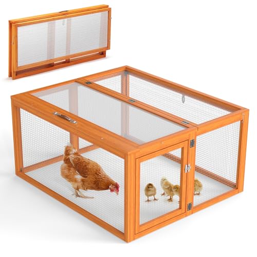COZIWOW Chicken Coop Run Portable Chicken Cage Pens Rabbit Hutch, Orange - color: Orange
