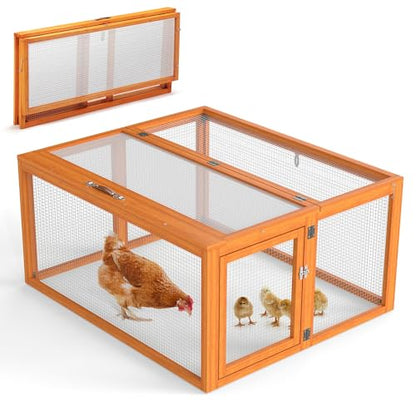 COZIWOW Chicken Coop Run Portable Chicken Cage Pens Rabbit Hutch, Orange - color: Orange