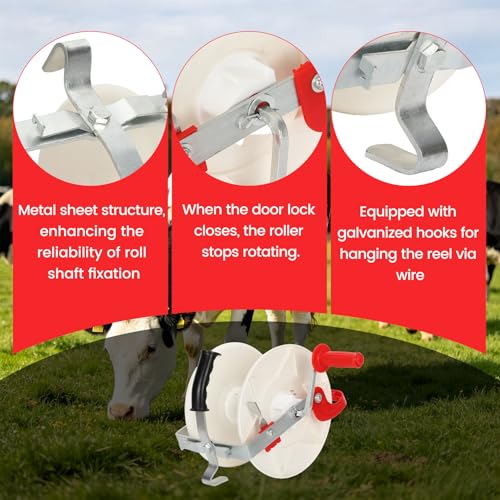3:1 Geared Electric Fence Reel (with Wire Guide), Lockable Fence Wire Reel, Portable Electric Electric Fence Eeel, Suitable for Farms and Gardens, 2-Pack