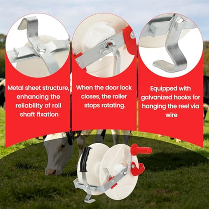 3:1 Geared Electric Fence Reel (with Wire Guide), Lockable Fence Wire Reel, Portable Electric Electric Fence Eeel, Suitable for Farms and Gardens, 2-Pack