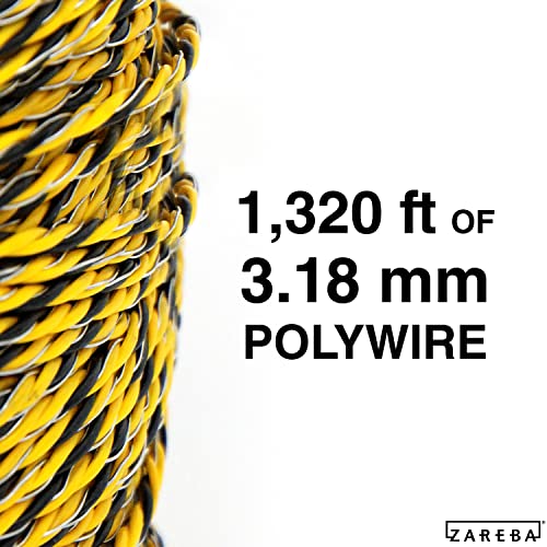Zareba Heavy-Duty Sure Shock Aluminum Polywire - PVC-Coated Fiberglass and UV-Stabilized Electric Fence Line - 1,320 Foot Spool - Equine Fencing, Temporary Electric Fence - HDW1320YA-Z