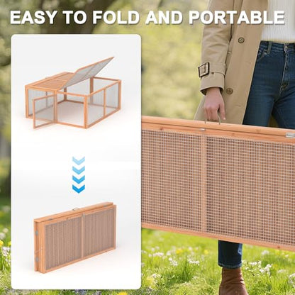 Portable Chicken Coop Run, Folding Rabbit Hutch, Logs - color: Logs