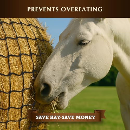 5x5 ft Round Bale Hay Net for Horses – 2 Inch Hole Slow Feeder – 4x4 and 6x6 Sizes Also Available – Knotless Mesh Design – Easy to Put On Over Bales – Built for Everyday Horse Feeding - size: Bale Size 5x5 FT