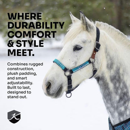 Kensington Premium Breakaway Halter with Padded Nose — Added Breakaway Safety Measures — Snap at Throat for Identical Fit Each Time - color: 500 - Desert Sand, size: Large