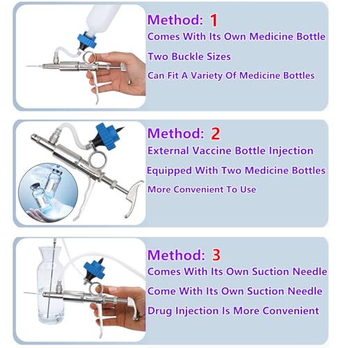 5ml Continuous Self-Refilling Livestock Syringe, 10 Needles Included