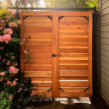 WEKIS 2 Sets Anti Sag Gate Kit Heavy Duty No Sag Kit Gate Corner Brace Bracket for Wooden Fence Gate with Self-Locking Gate Latch - size: Double Door Set