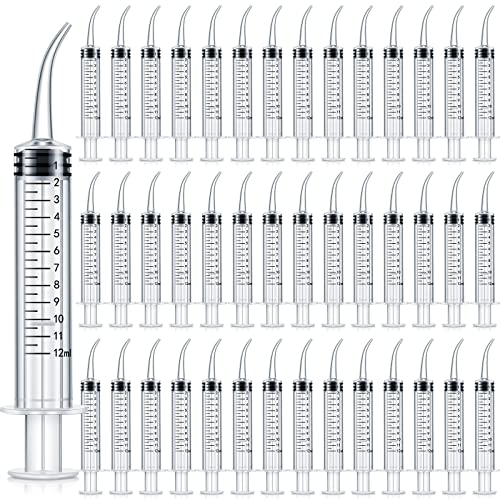Zhengmy 100 Pcs Dental Syringe, Curved Tip, with Capacity Scale, 12ml - style: Curved Tip, with Capacity Scale