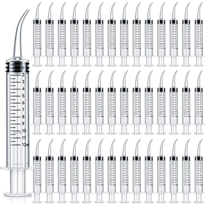 Zhengmy 100 Pcs Dental Syringe, Curved Tip, with Capacity Scale, 12ml - style: Curved Tip, with Capacity Scale