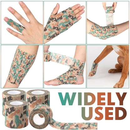 Treela 48 Pack Self Adhesive Wrap Bandage, Green Camo, 2 Inches x 5 Yards - color: Green Camo, size: 2 Inch X 5 Yards