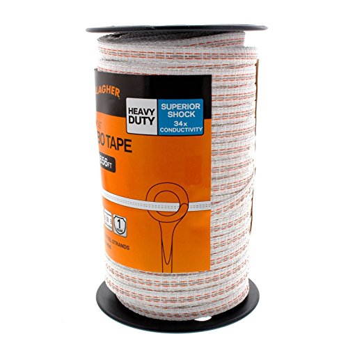 Gallagher 1/2" x 656' Electric Fence Turbo Polytape with Copper and Stainless Steel Strands | 34x More Conductivity Than Standard Polytape | Electric Fencing for Horses and Livestock