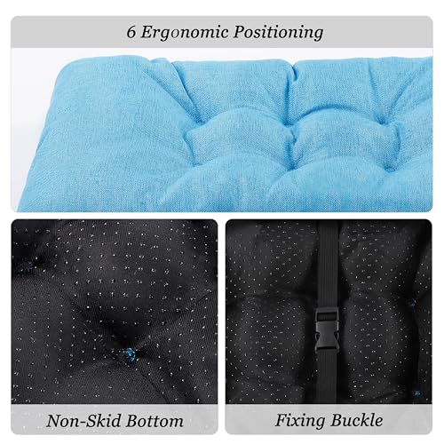 Rectangular Stool Cushion Set of 2, Soft Saddle Stool Cushions with Ties, Nonslip and Washable, Light Blue, 18 x 10.5 x 4 Inch - color: Light Blue, size: Pack of 2