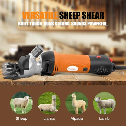 TAKEKIT Sheep Shears, 500W Professional Heavy Duty Sheep Clippers for Grooming, 6 Speeds Electric Animal Shearing Clippers for Alpacas Llamas Lambs and Large Livestock with Thick Coats - color: Yellow