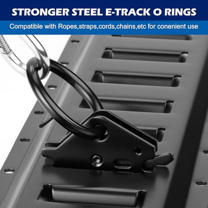 20 Pack E-Track O Rings, Steel E Track Tie Down Anchors Secure for Cargo Trailers Flatbeds Pickup Trucks (Black) - size: 20pcs black o rings