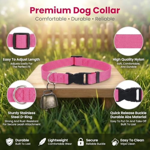 3 Pack Goat Collars with Bells Anti-Lost Adjustable Collar Set | Nylon Webbing 13.7-20.5 Inch Collar Durable Small Farm Animals Accessories Tracking for Animal Farm Sheep Cow